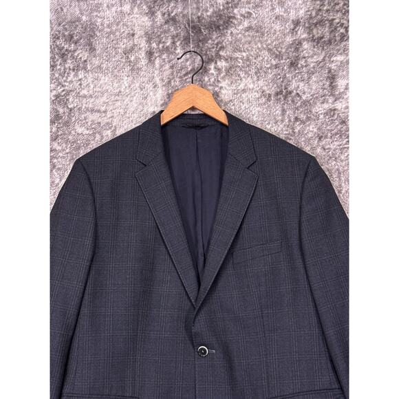 Hugo Boss Blazer 44R Mens Slim Fit Gray Italian Wool Plaid Sport Coat Jacket - Picture 2 of 11